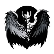 half demon half angel wings tattoo design idea
