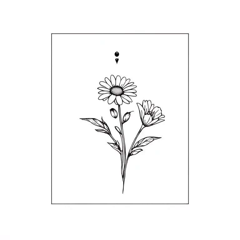 daisy and sweet pea flower tattoo design idea