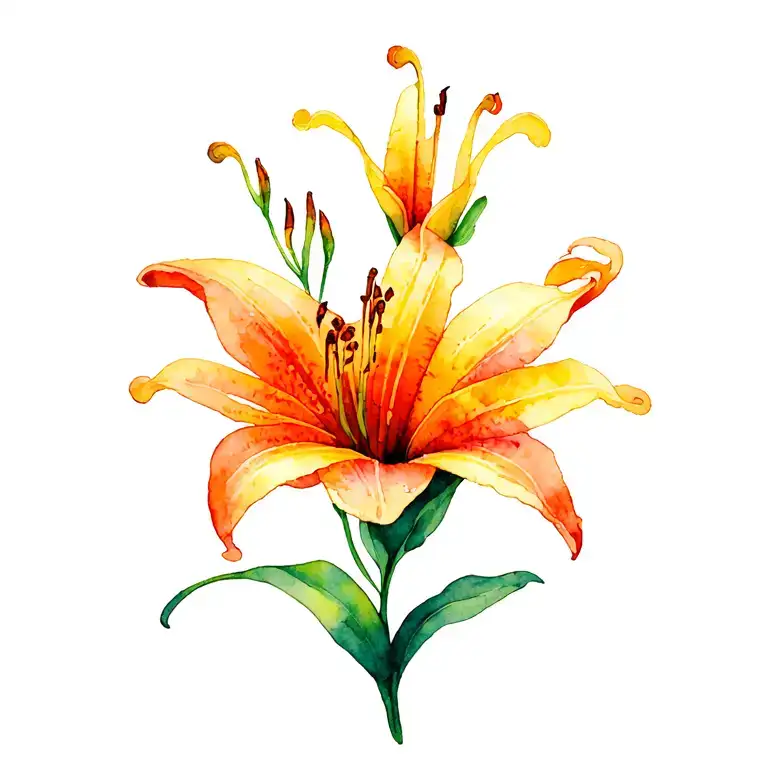 Tiger Lily turning into a sun tattoo design idea