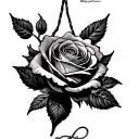 upside down rose with a string attach and the string turns into words that says always and forever  tattoo design idea