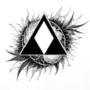 open delta triangle with fractals tattoo design idea