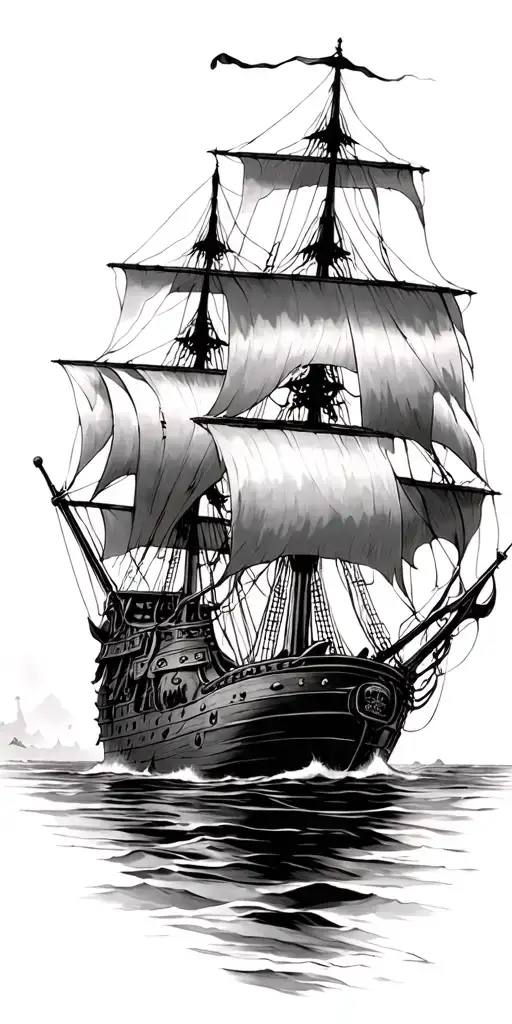 Blackbeard ghost ship tattoo design idea