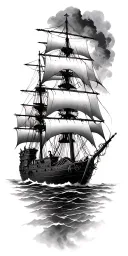 Blackbeard ghost ship tattoo design idea
