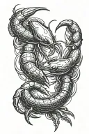 Black and white crayfish in the form of the yin-yang symbol. tattoo design idea