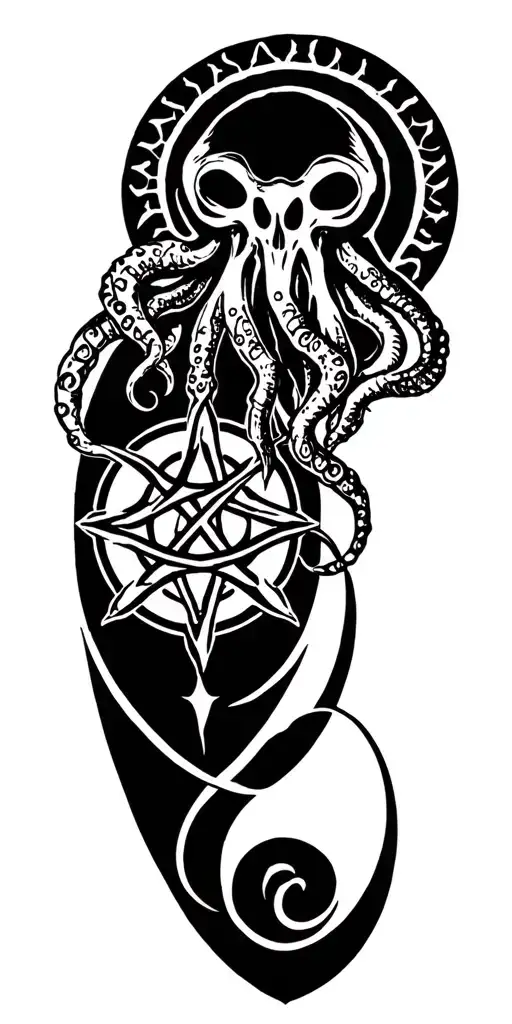 Cthulhu Symbols, the Elder Sign, Lovecraftian, Necromomicon Sigil, Eldritch Horror tattoo design idea