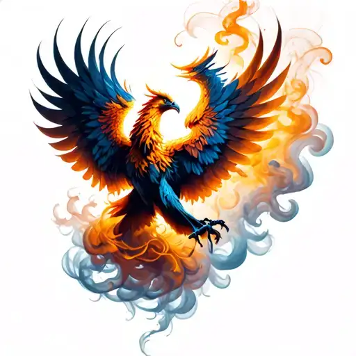 phoenix smoke forming the shape tattoo design idea