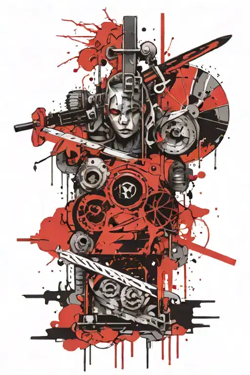 samari swordwith a portal tattoo design idea