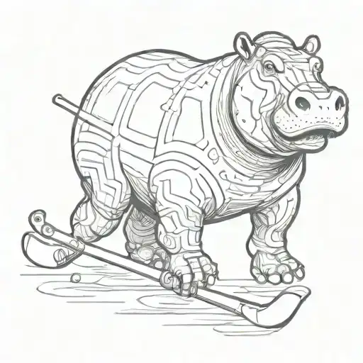 hippo hockey tattoo design idea