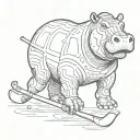 hippo hockey tattoo design idea