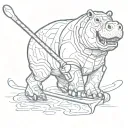 hippo hockey tattoo design idea