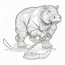 hippo hockey tattoo design idea