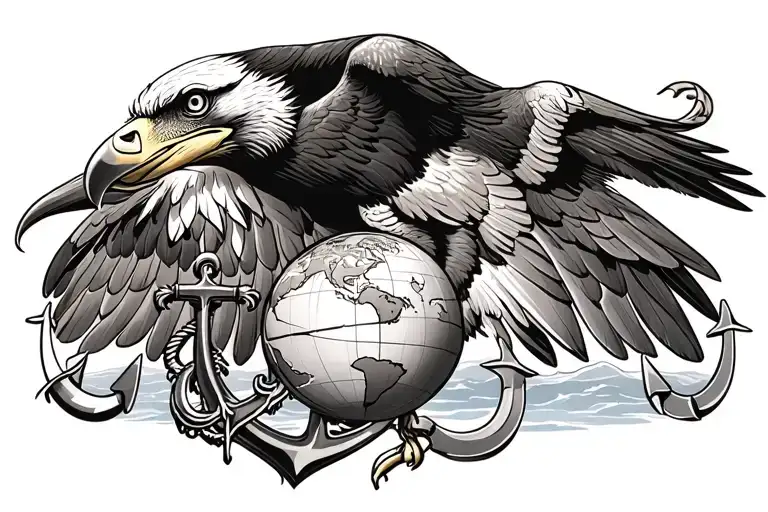 usmc eagle globe and anchor but add an osprey bird of prey tattoo design idea