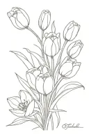 bouquet tulips bluebells tattoo design idea