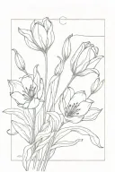bouquet tulips bluebells tattoo design idea