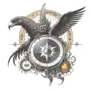 Compass music sheet in transforming metal into a phoenix tattoo design idea