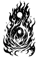 white orb in fire flames tattoo design idea