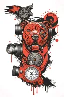 Camera pitbull timepiece with date hourglass tattoo tattoo design idea