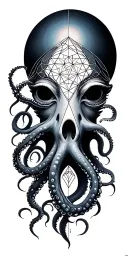 sacred geometry with eye and octopus tentacles  tattoo design idea
