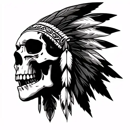 Native American skull tattoo design idea