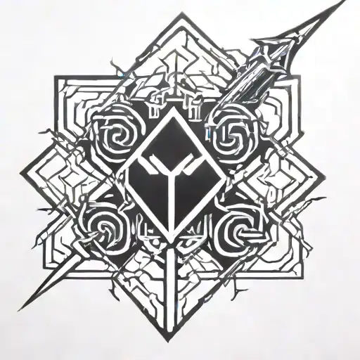 cyber sigil spray painted tattoo design idea
