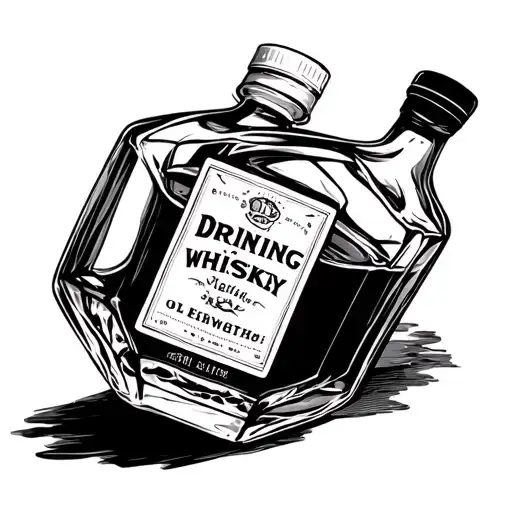drinking whiskey bottle tattoo design idea