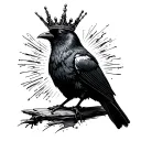 a cornish chough wearing a aurtherian crown tattoo design idea
