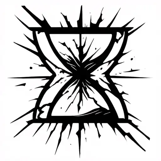 broken hourglass filled tattoo design idea