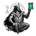 Thoth The Atlantean holding the emerald tablet tattoo design idea