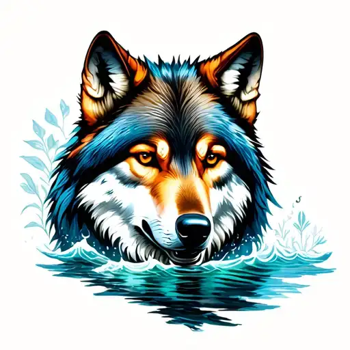 WOLF SEA FOREST BEER tattoo design idea