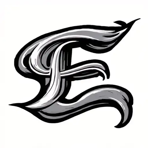 the letter E continued by 04.09.04 in elegant cursive tattoo design idea