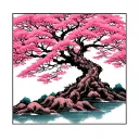 Japanese manga pink tree growing tattoo design idea