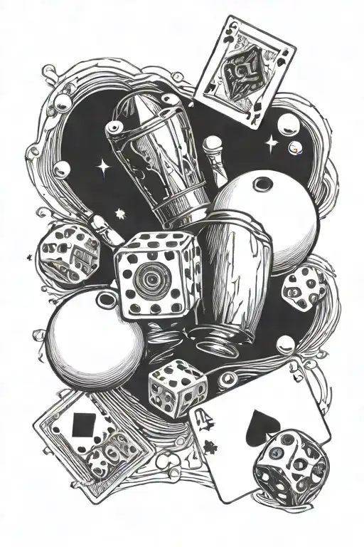 Bowling, playing cards, dice, tame impala tattoo design idea