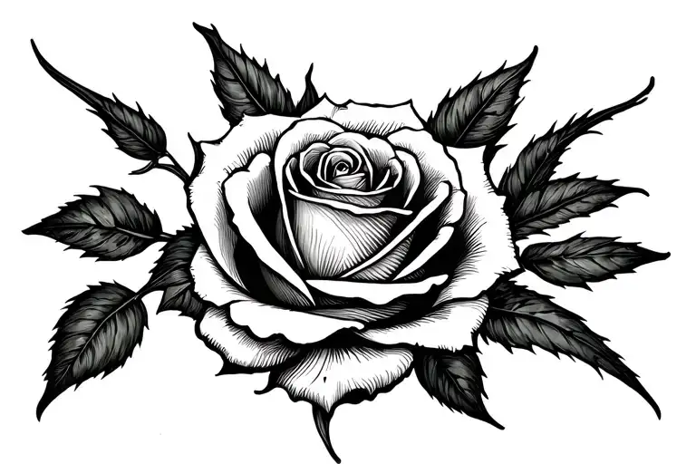 Rose and roman numerals integrated tattoo design idea