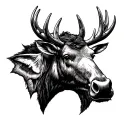 moose head nose ring tattoo design idea