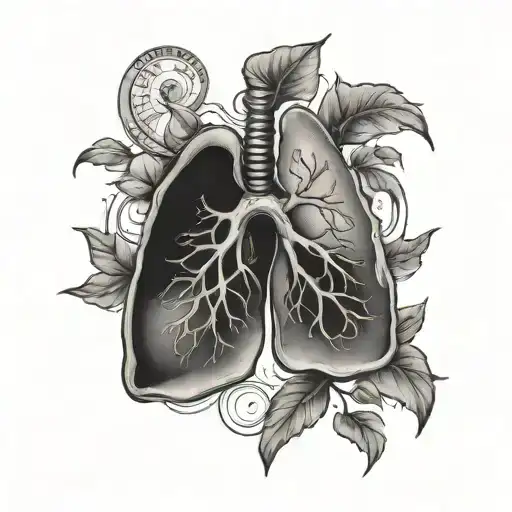 lungs and moon tattoo design idea