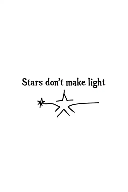 "Stars don’t make light" small star at the end of 'light' tattoo design idea