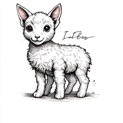 a kitten and a lamb tattoo design idea