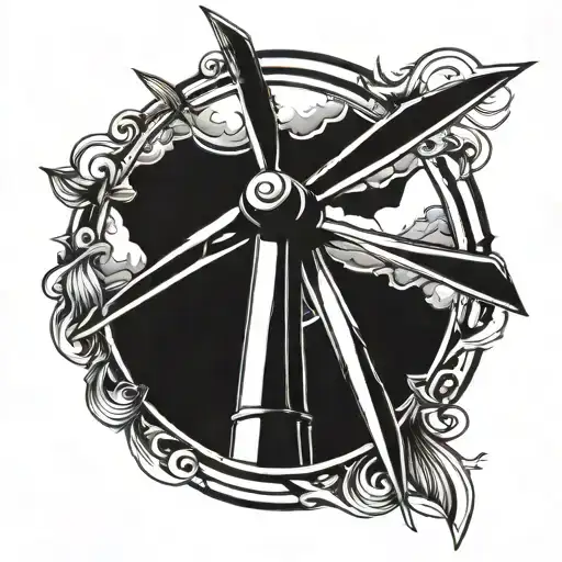 wind  turbine tattoo design idea