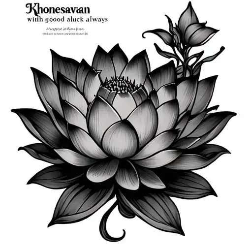 "Khonesavan" Lotus with good luck always tattoo design idea