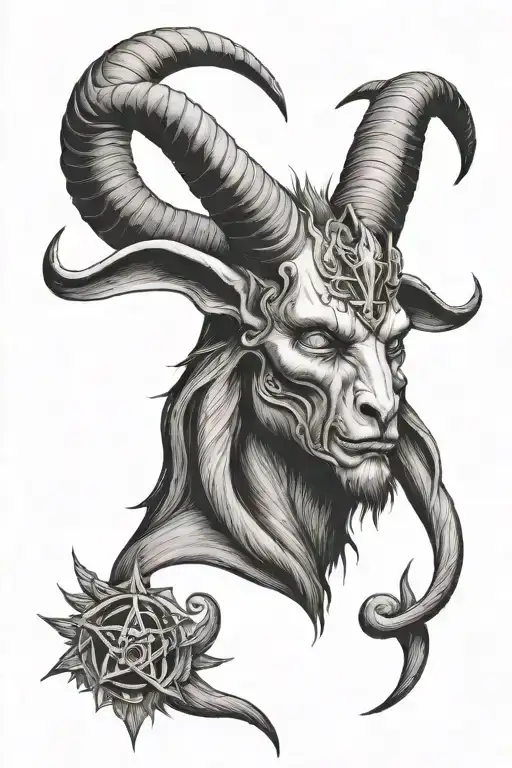 baphomet head tattoo design idea