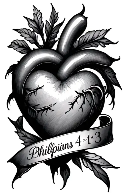Philippians 4:13 written with a heart tattoo design idea
