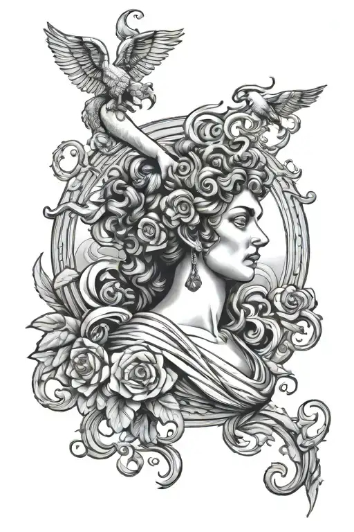 God, siren, Marcus Aurelius, lady fortuna tattoo design idea