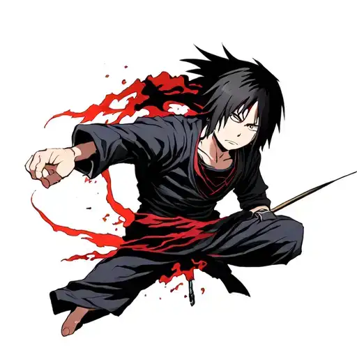 eren yeager form aot with itachi uchiha tattoo design idea