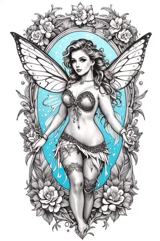 pinup fairy modern fantasy style tattoo design idea