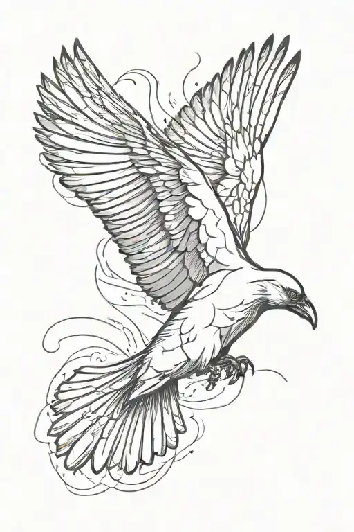 Crow And Dove flying away tattoo design idea