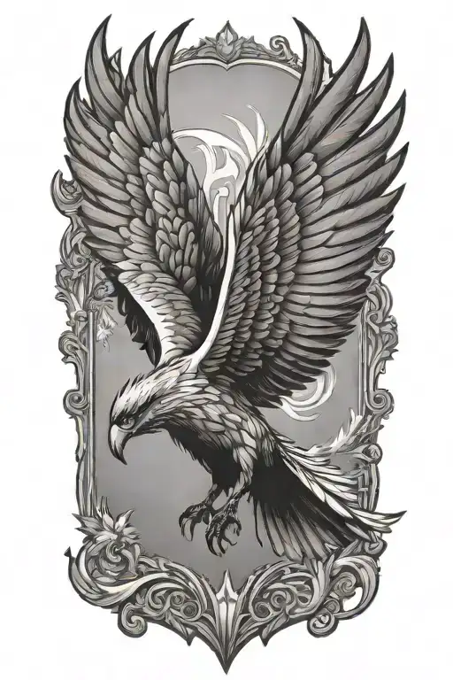 liver bird flying away tattoo design idea