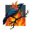 a bird rising from branches or fire on forearm near wrist that cover a scar. tattoo design idea