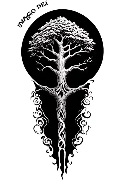 tree of life with imago dei text tattoo design idea
