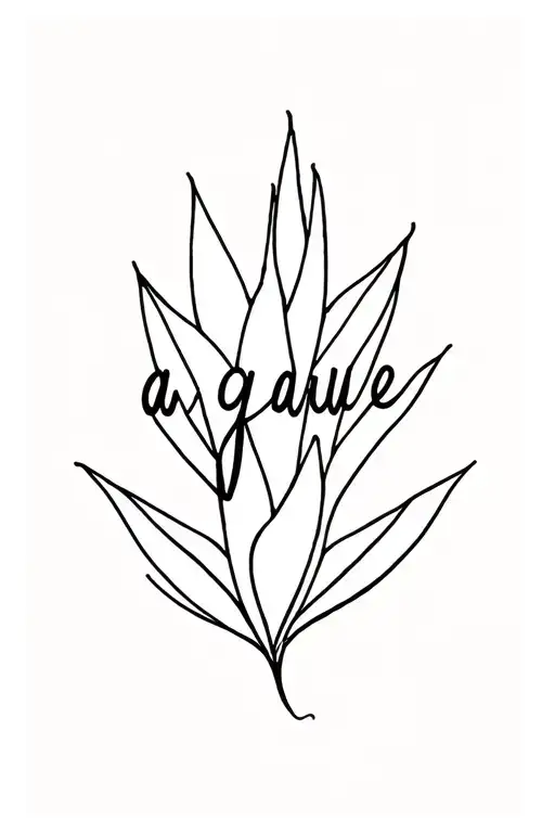 simple line written in cursive "agave" that transitions into a realistic bouque of different at the top on my spine tattoo design idea