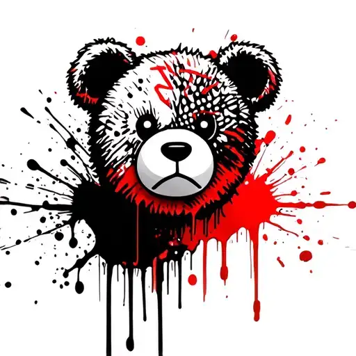 teddy bear face graffiti tattoo design idea